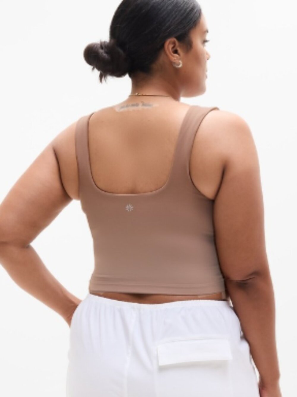 Athleta:  Transcend Square Neck Crop Sports Bra D-DD, Large, Clay
